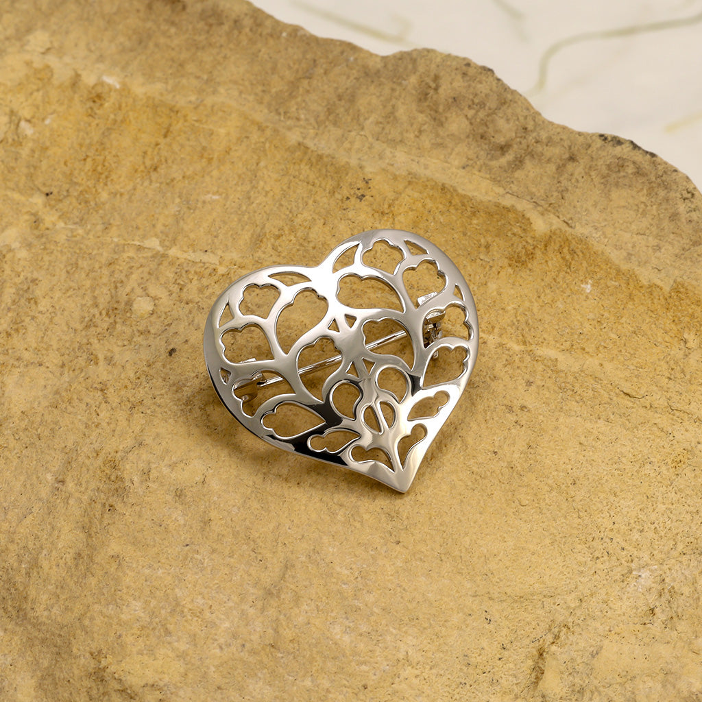Silver Heart of Yorkshire Brooch - Small