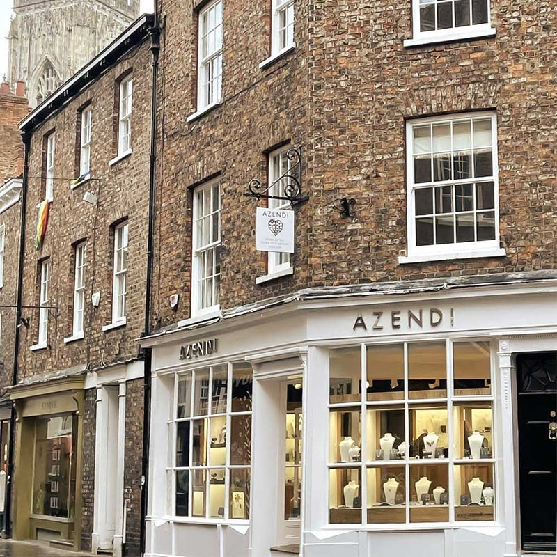 Outside the Azendi York store showing the store windows
