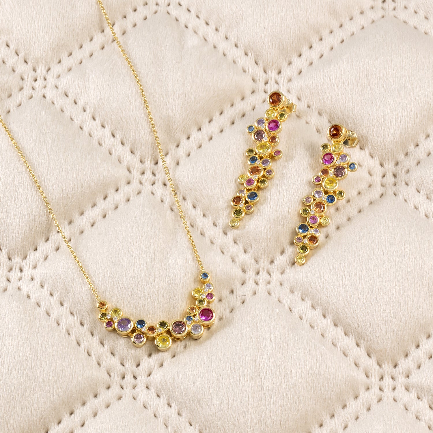 Gold Vermeil Colourful Bubbles Necklet