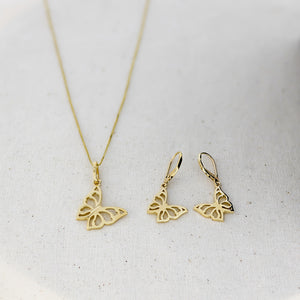 9 Carat Yellow Gold Butterfly Pendant