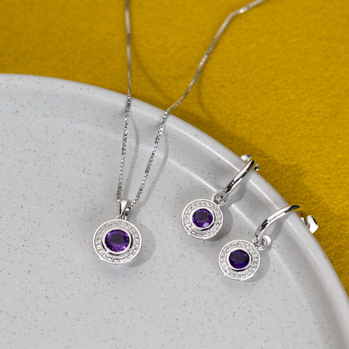 Amethyst & White Topaz Pendant in Sterling Silver