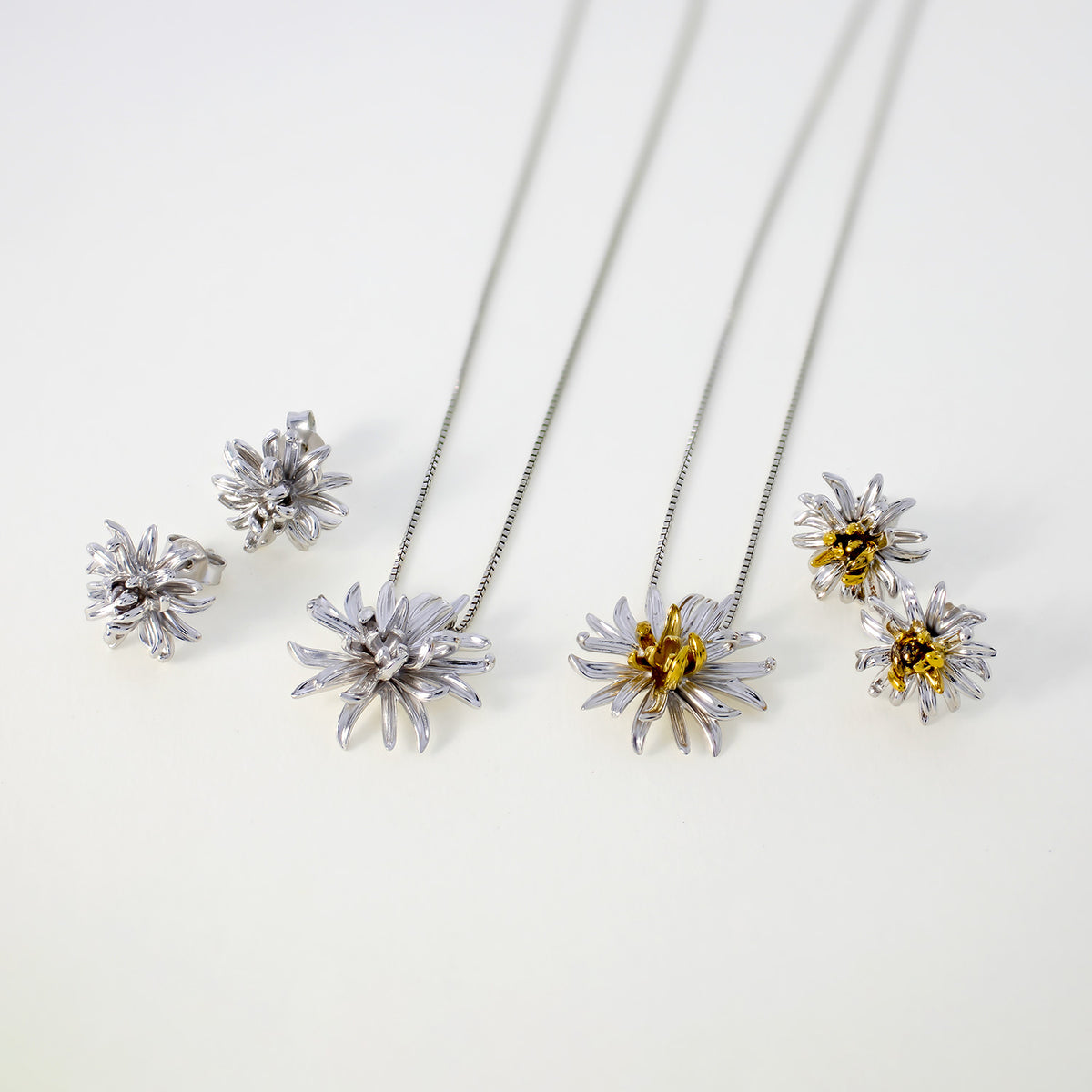 Chrysanthemum November Birthday Flower Earrings