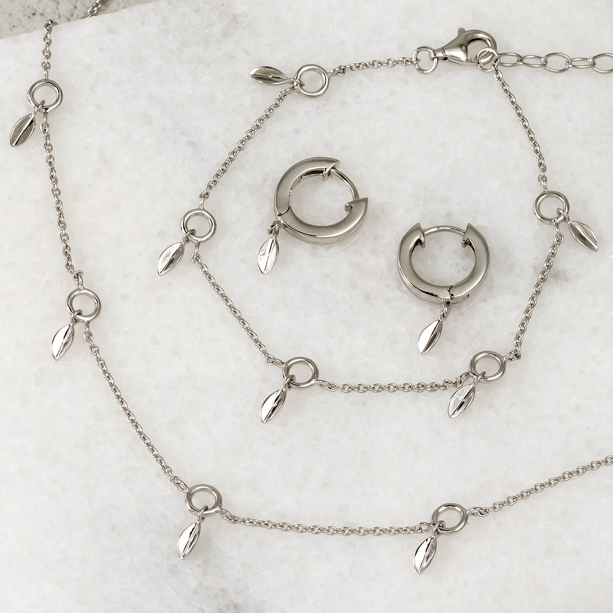 Delicate Leaves Hinged Hoops