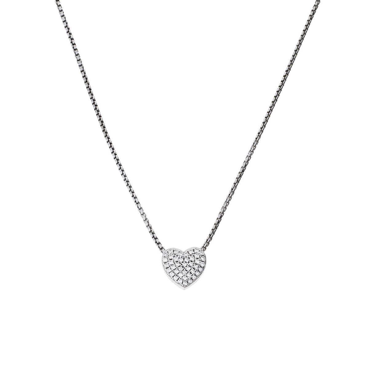 Embrace Silver Pavé Heart Necklace