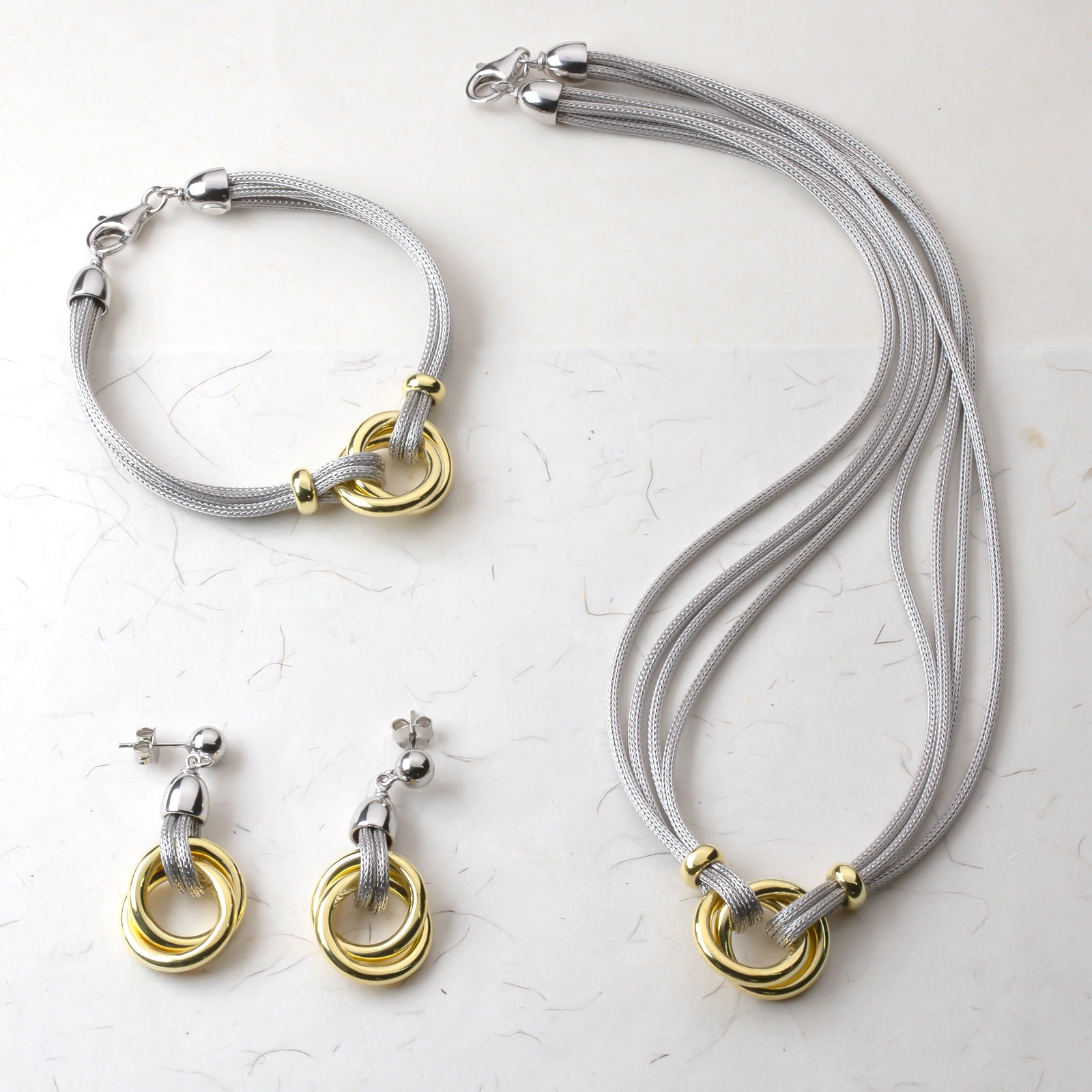 Silver & Yellow Gold Vermeil Double Circle Necklace