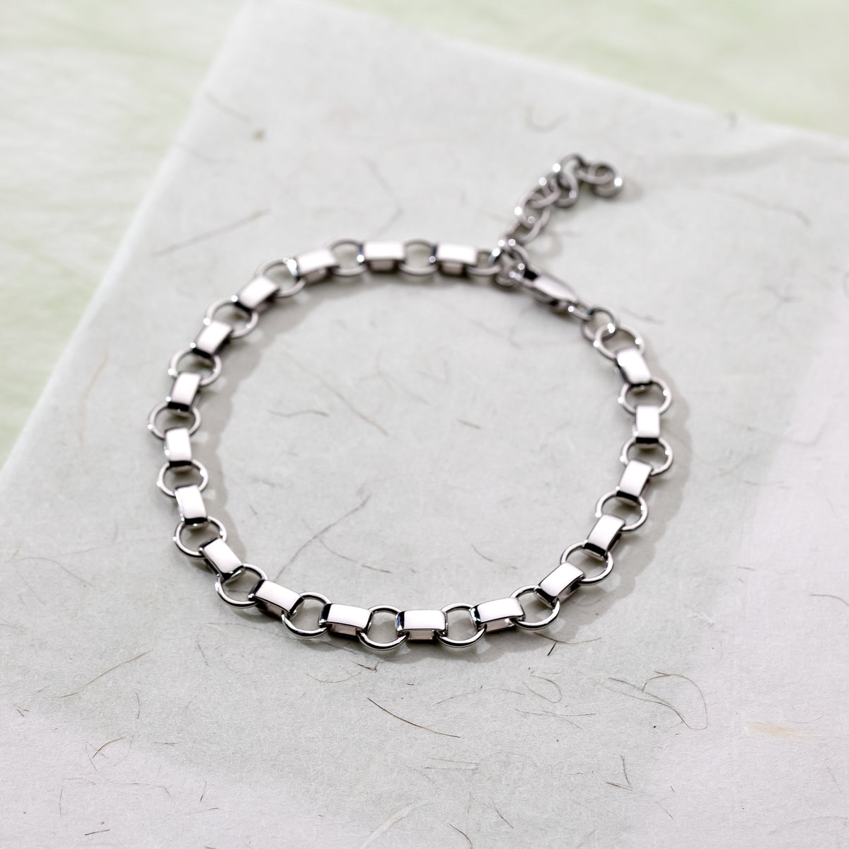 Silver Circle & Flat Oval Links Bracelet