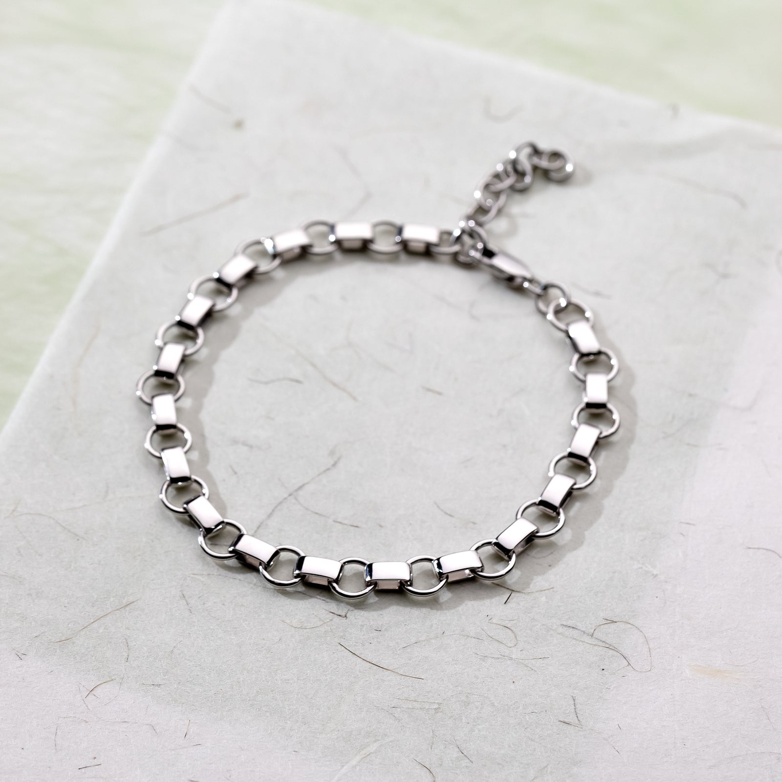 Silver Circle & Flat Oval Links Bracelet
