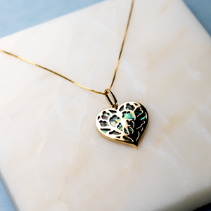 9 Carat Yellow Gold Heart of Yorkshire Abalone Pendant