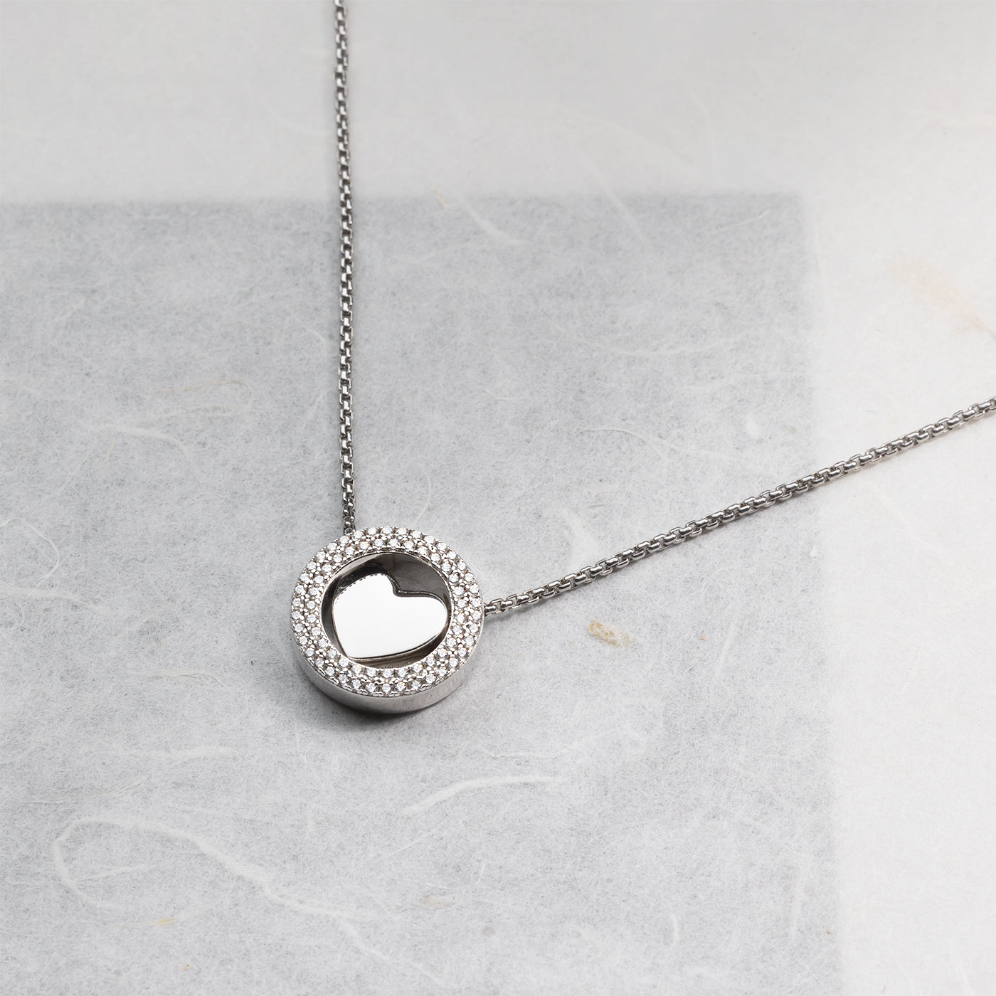 Silver Heart With Pave Halo