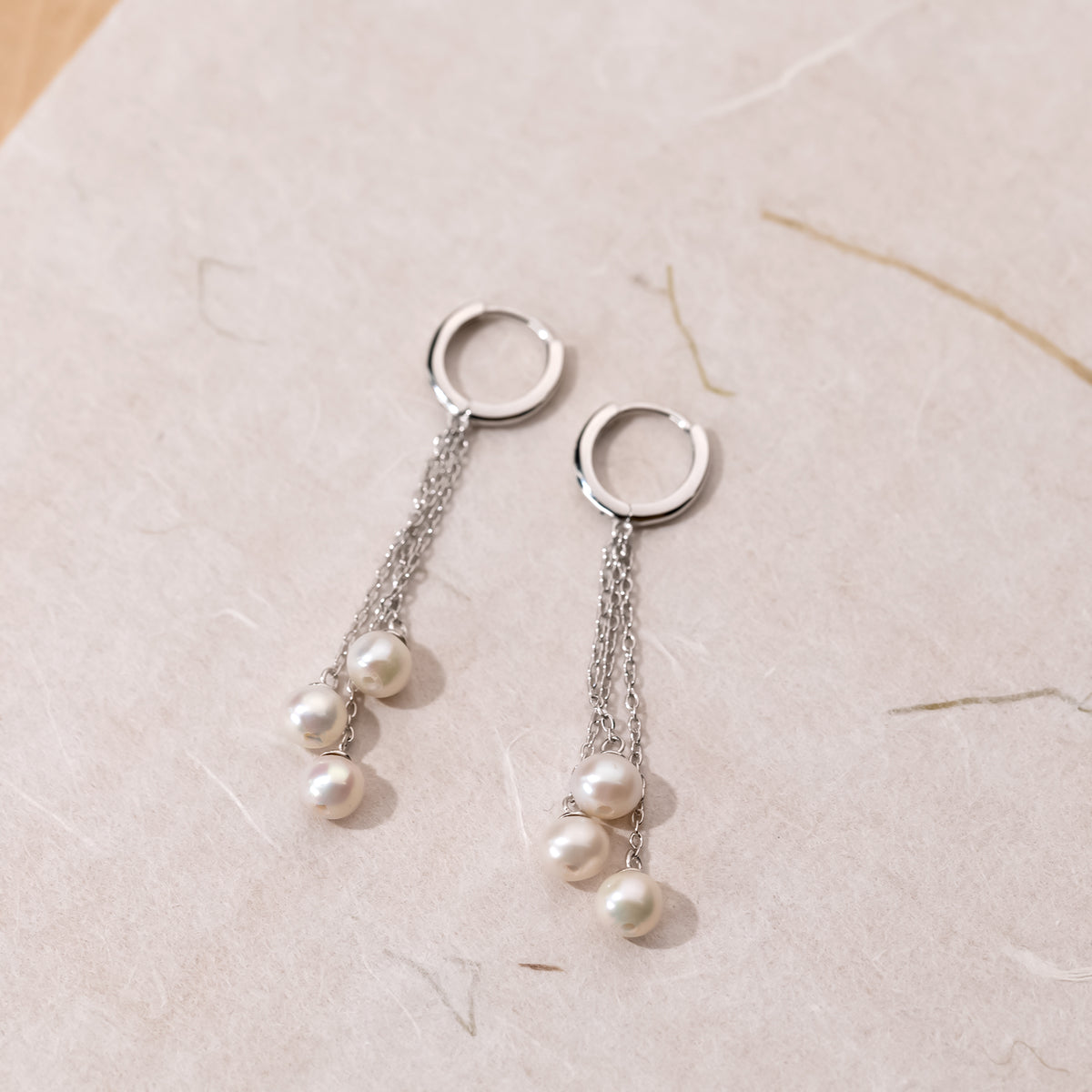 Pearl Tassel Hoop Earrings