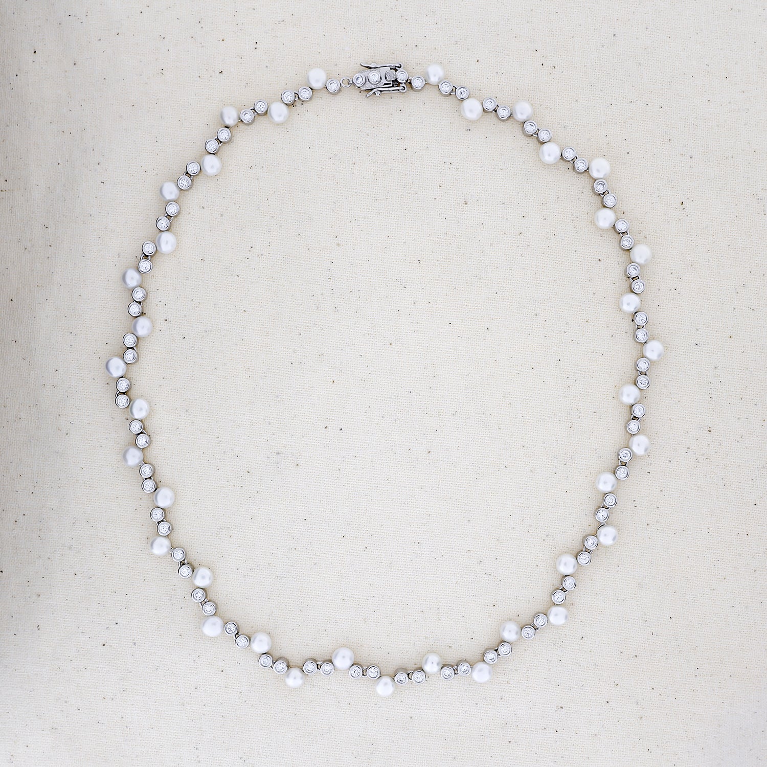 Silver and Pearl Cluster Necklace
