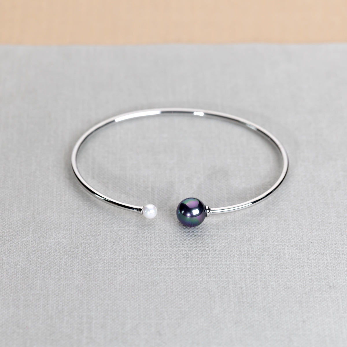 Silver Shell Pearls Flexi Cuff Bangle