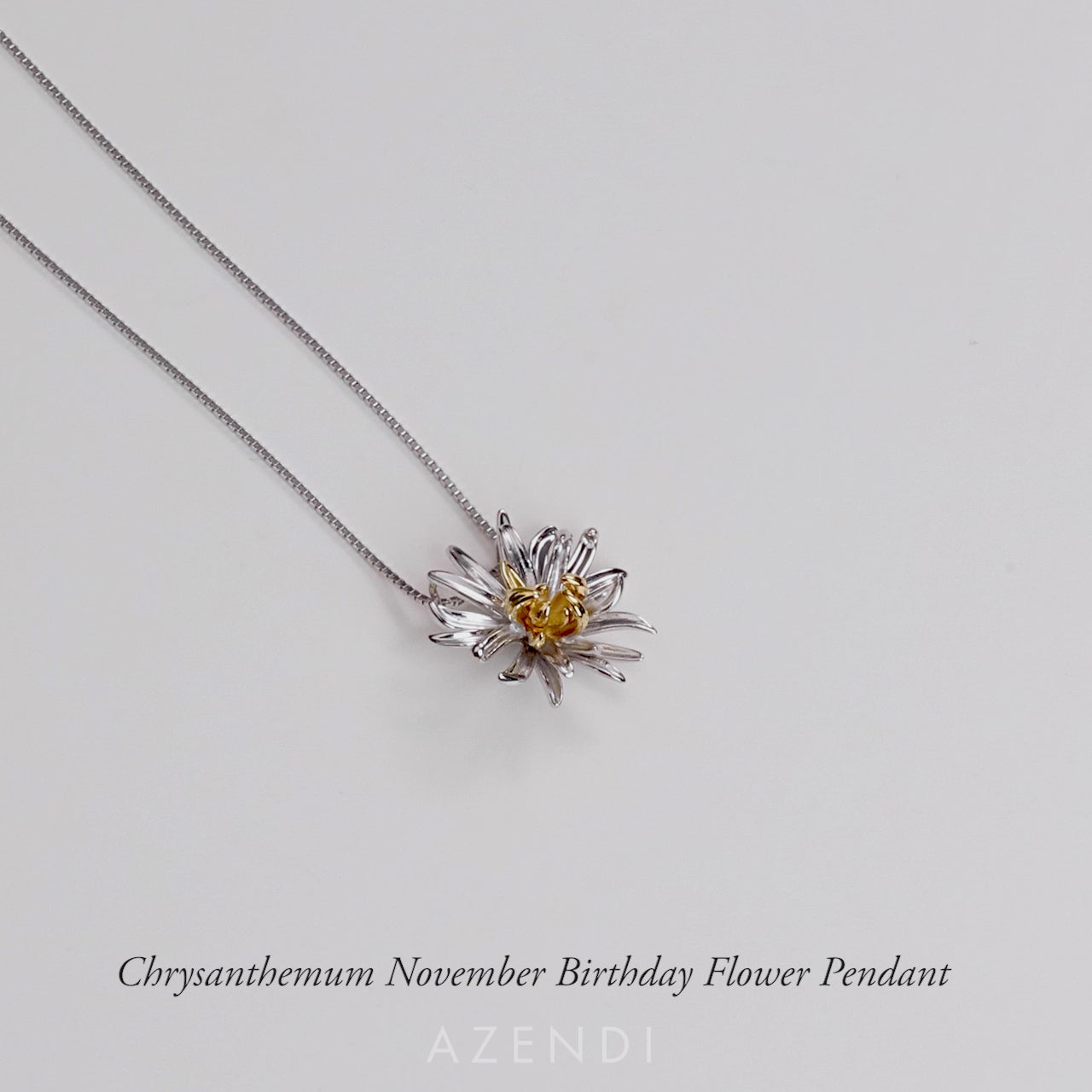 Chrysanthemum November Birthday Flower Pendant