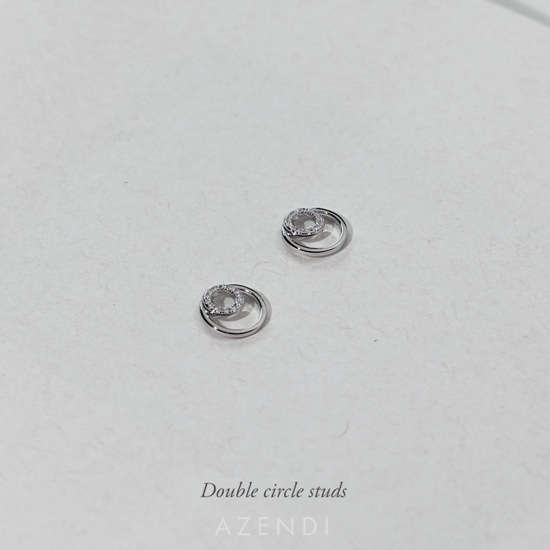 Silver Double Circle Studs