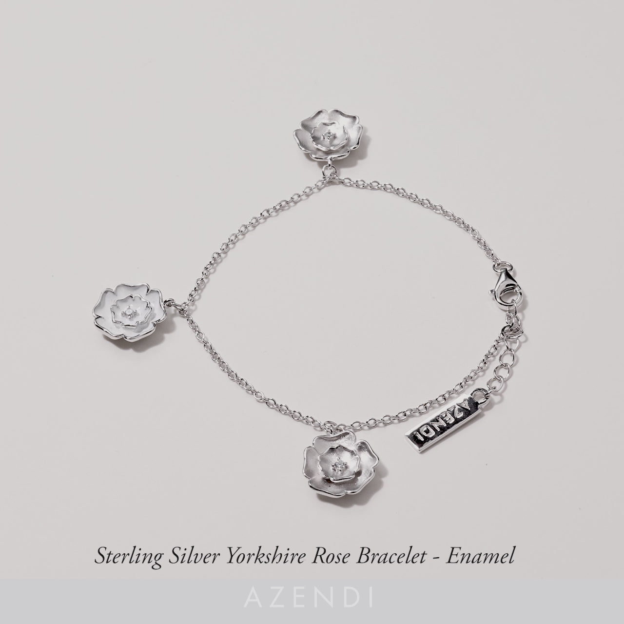 Sterling Silver Yorkshire Rose Bracelet - Enamel