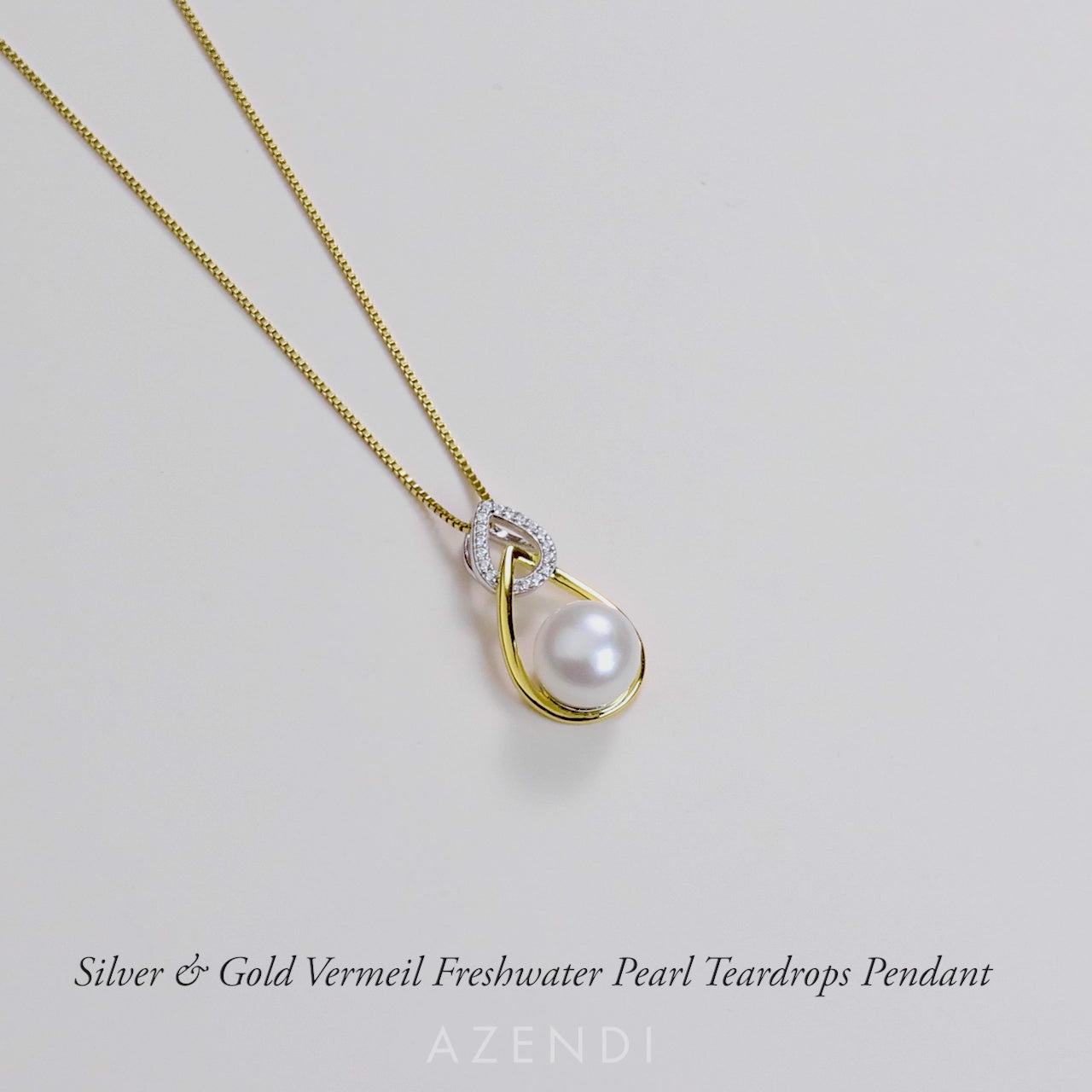 Silver & Gold Vermeil Freshwater Pearl Teardrops Pendant