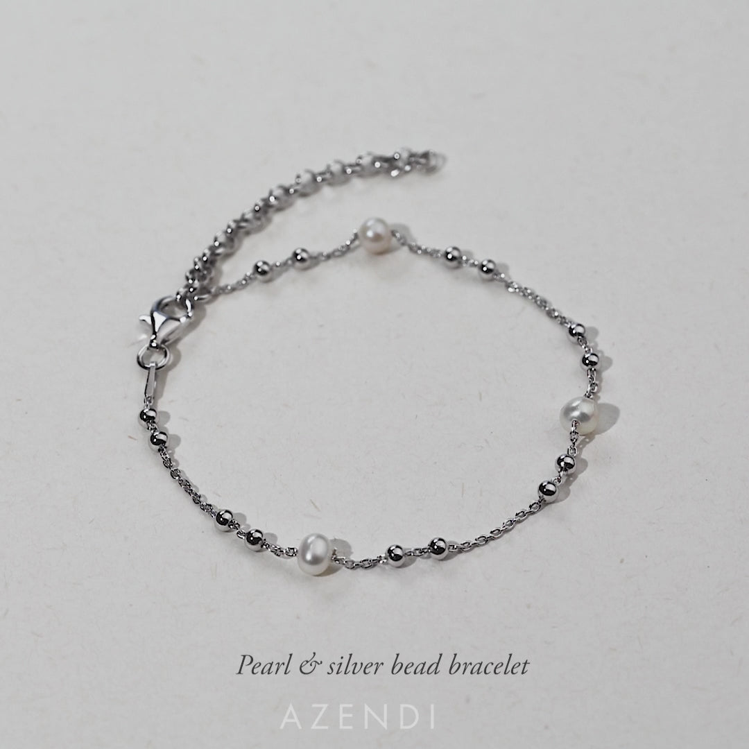 Silver Freshwater Pearl & Bead Bracelet