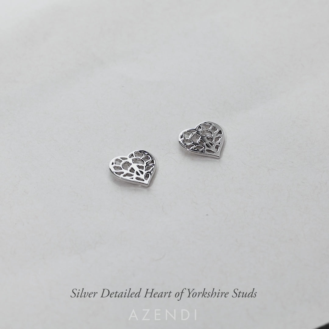 Silver Detailed Heart of Yorkshire Studs