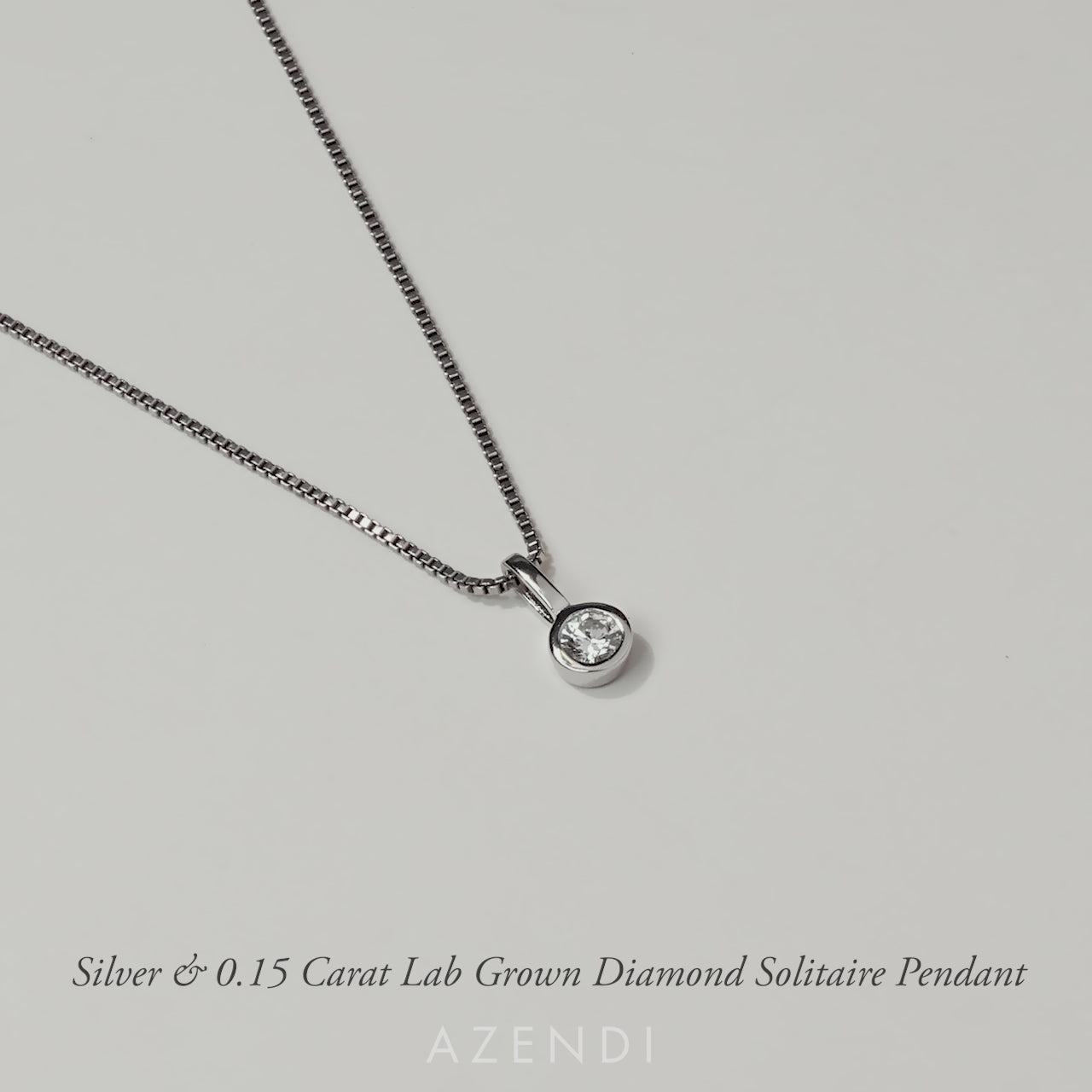 Sterling Silver & 0.15 Carat Lab Grown Diamond Solitaire Pendant