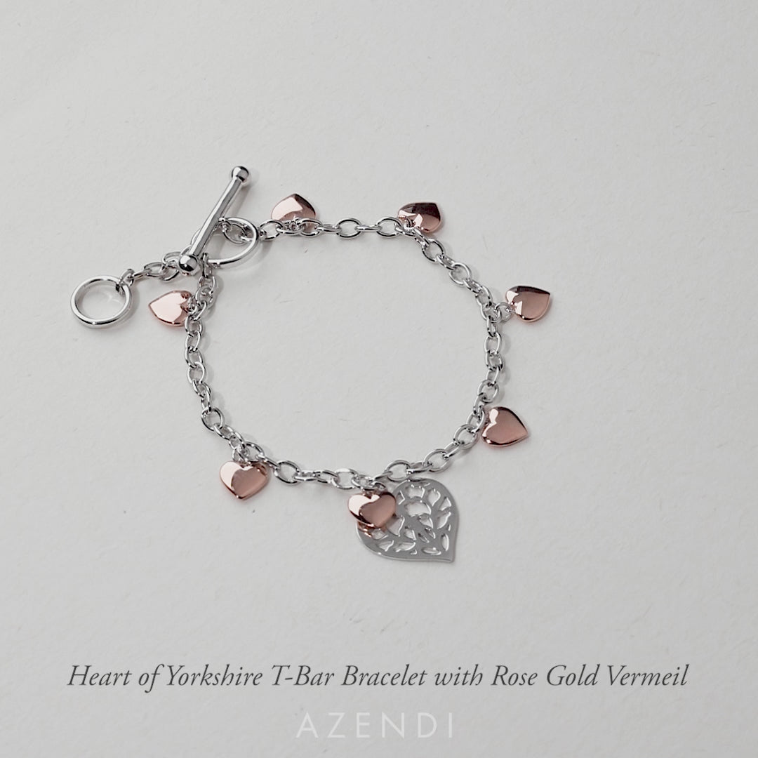 Heart of Yorkshire T-Bar Bracelet with Rose Gold Vermeil