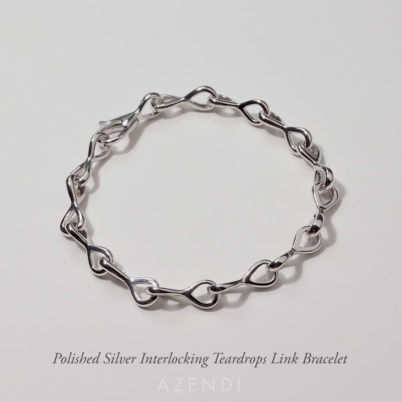 Polished Silver Interlocking Teardrops Link Bracelet