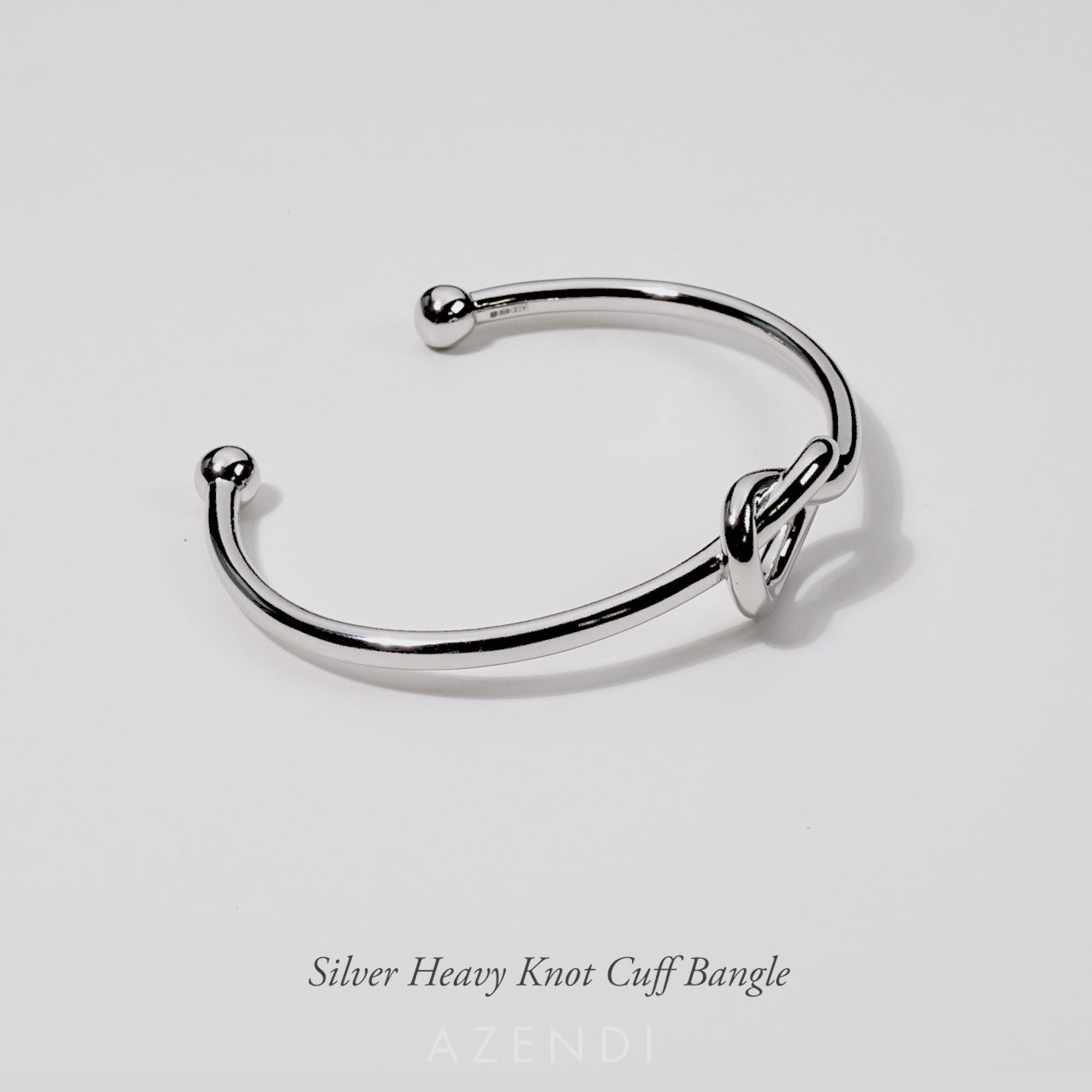 Silver Heavy Knot Cuff Bangle