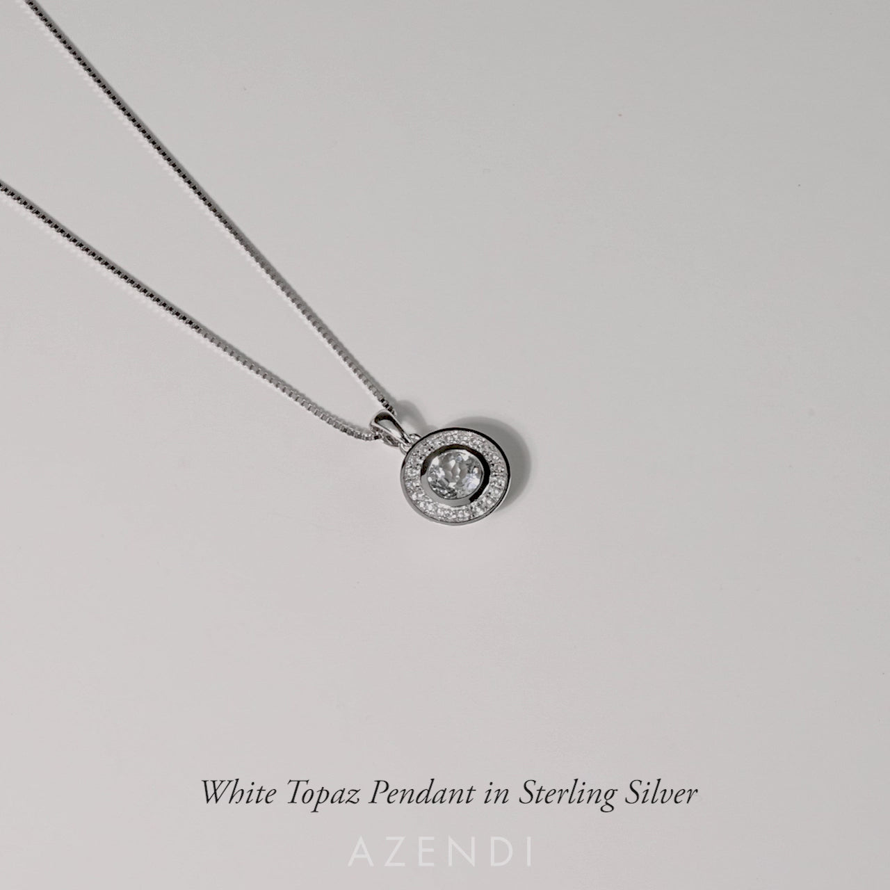 White Topaz Pendant in Sterling Silver
