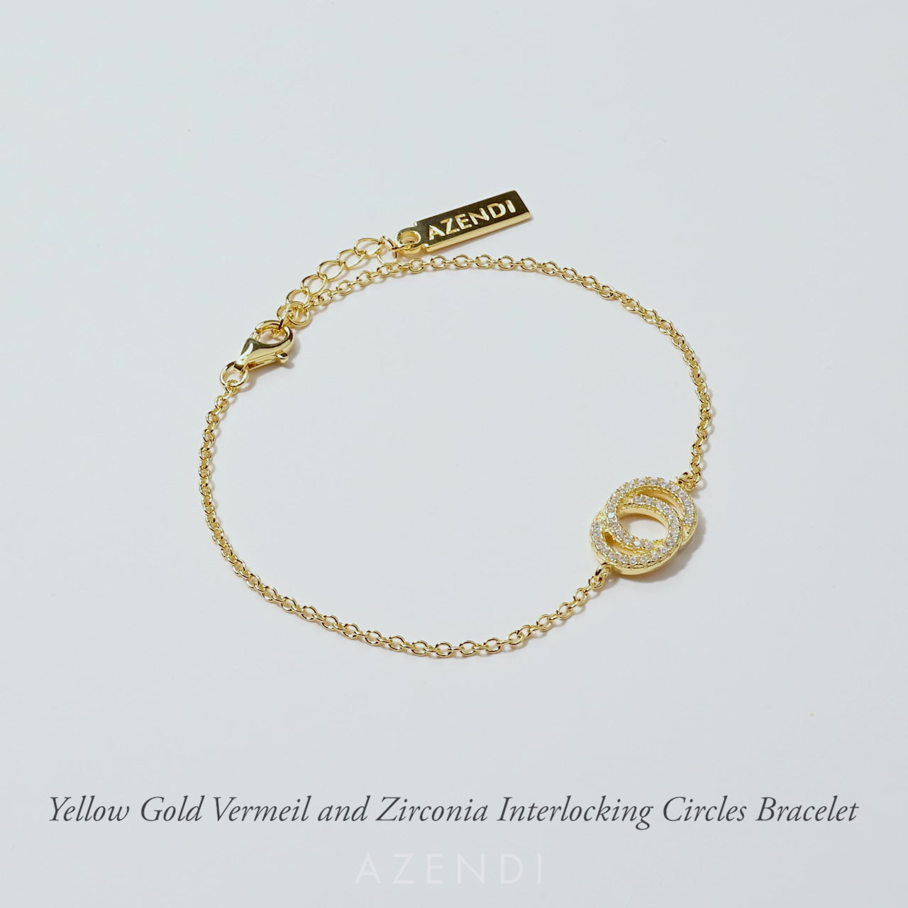 Yellow Gold Vermeil and Cubic Zirconia Interlocking Circles Bracelet