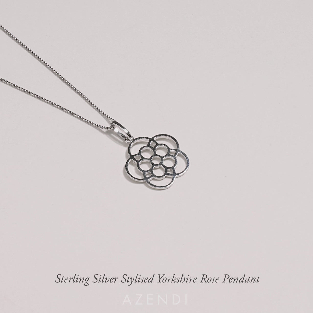 Sterling Silver Stylised Yorkshire Rose Pendant
