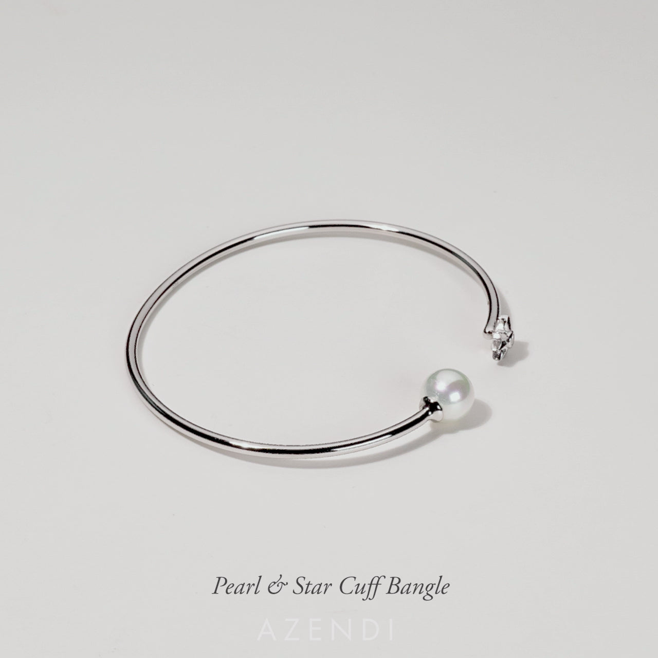 Silver Shell Pearl & Star Flexi Cuff Bangle