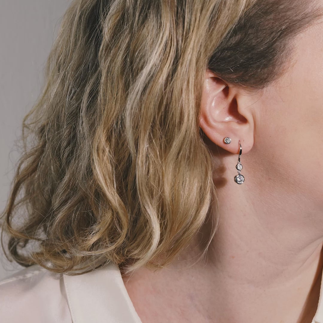 Sterling Silver Brilliant Cut Stone Set Drop Earrings