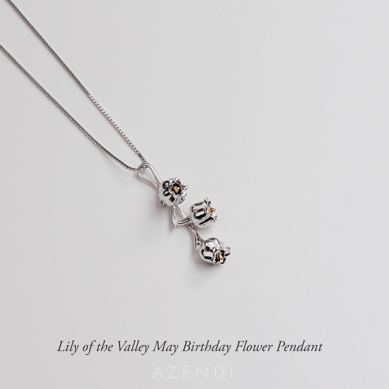 Lily of the Valley May Birthday Flower Pendant