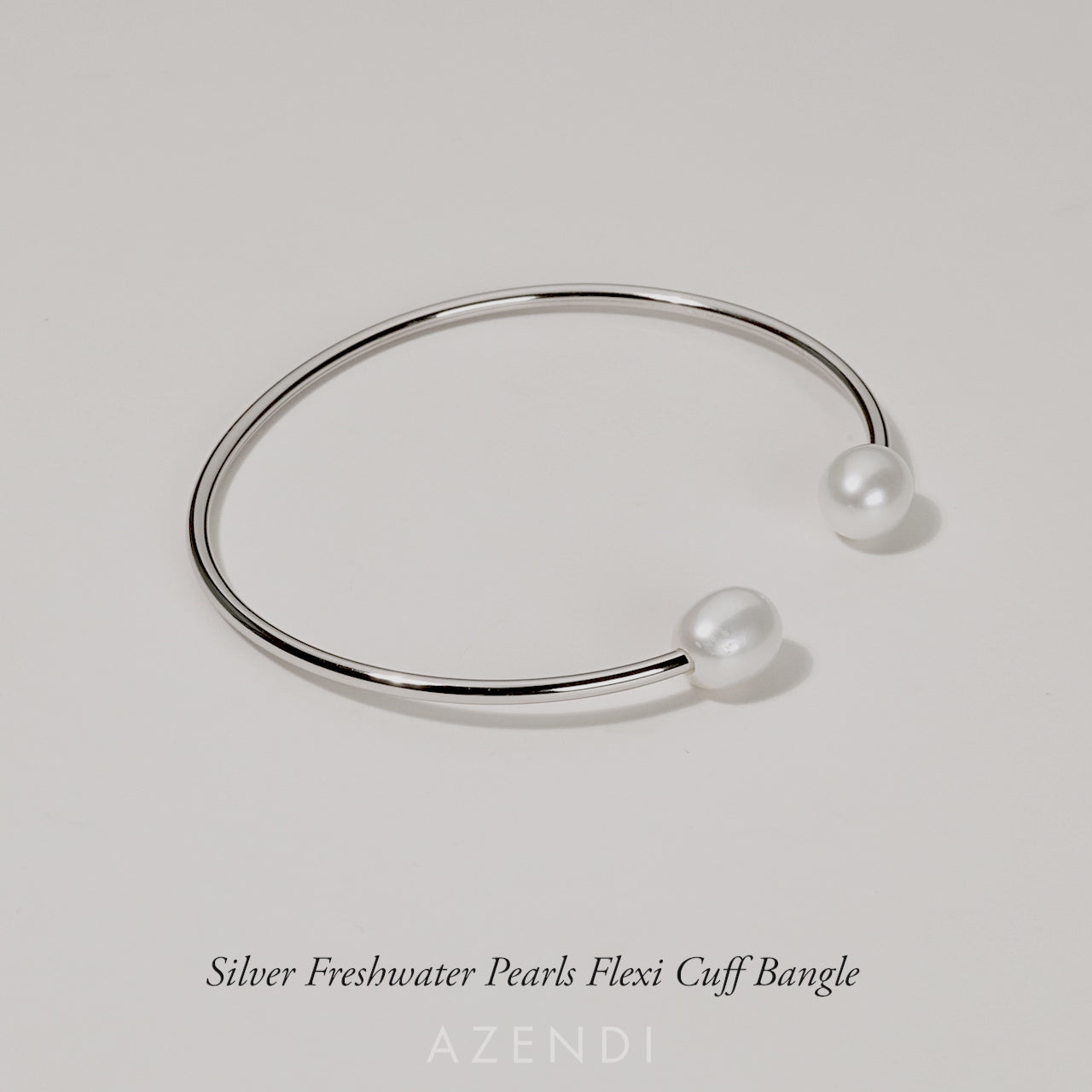 Silver Freshwater Pearls Flexi Cuff Bangle