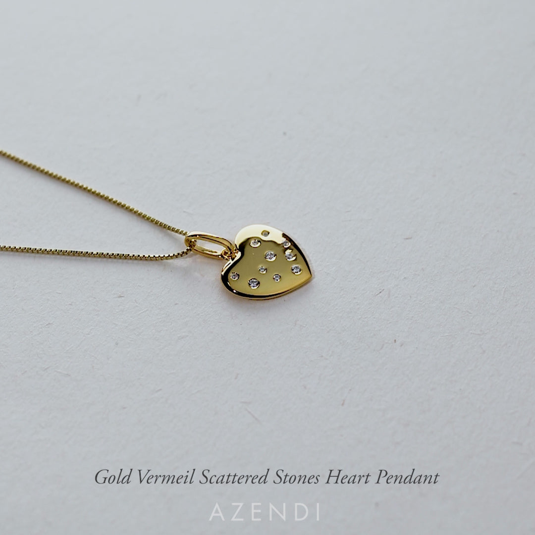 Gold Vermeil Scattered Stones Heart Pendant