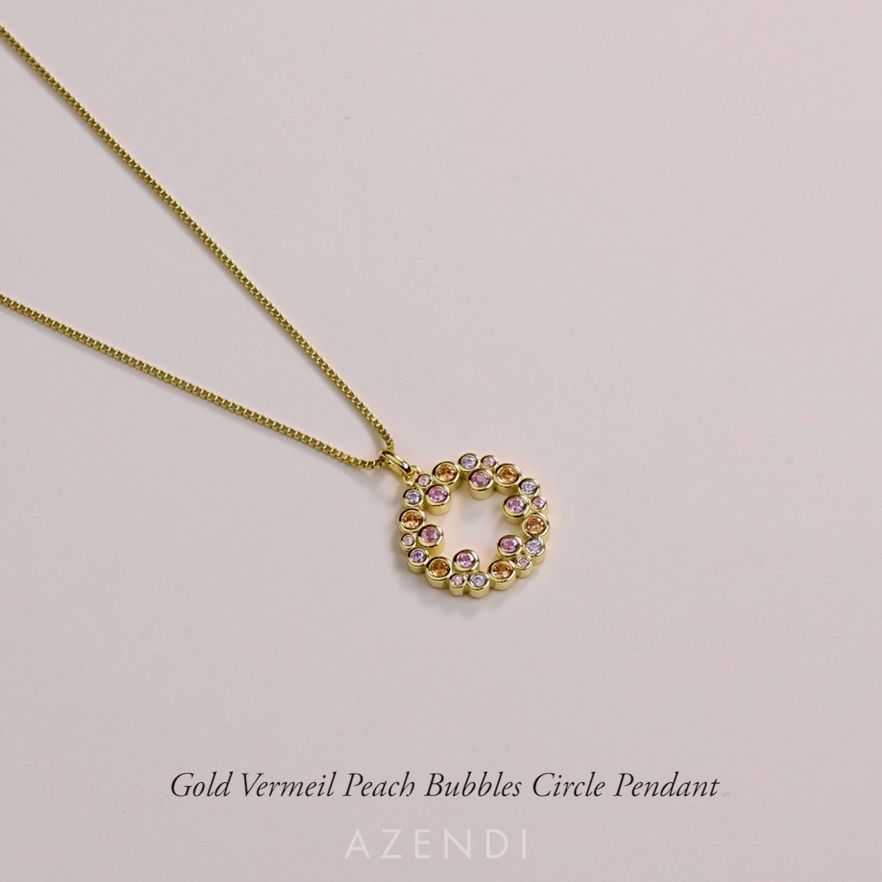 Gold Vermeil Peach Bubbles Circle Pendant