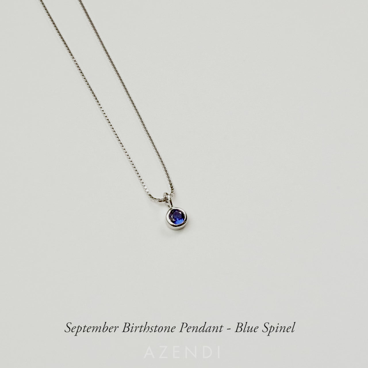 September Birthstone Pendant - Blue Spinel