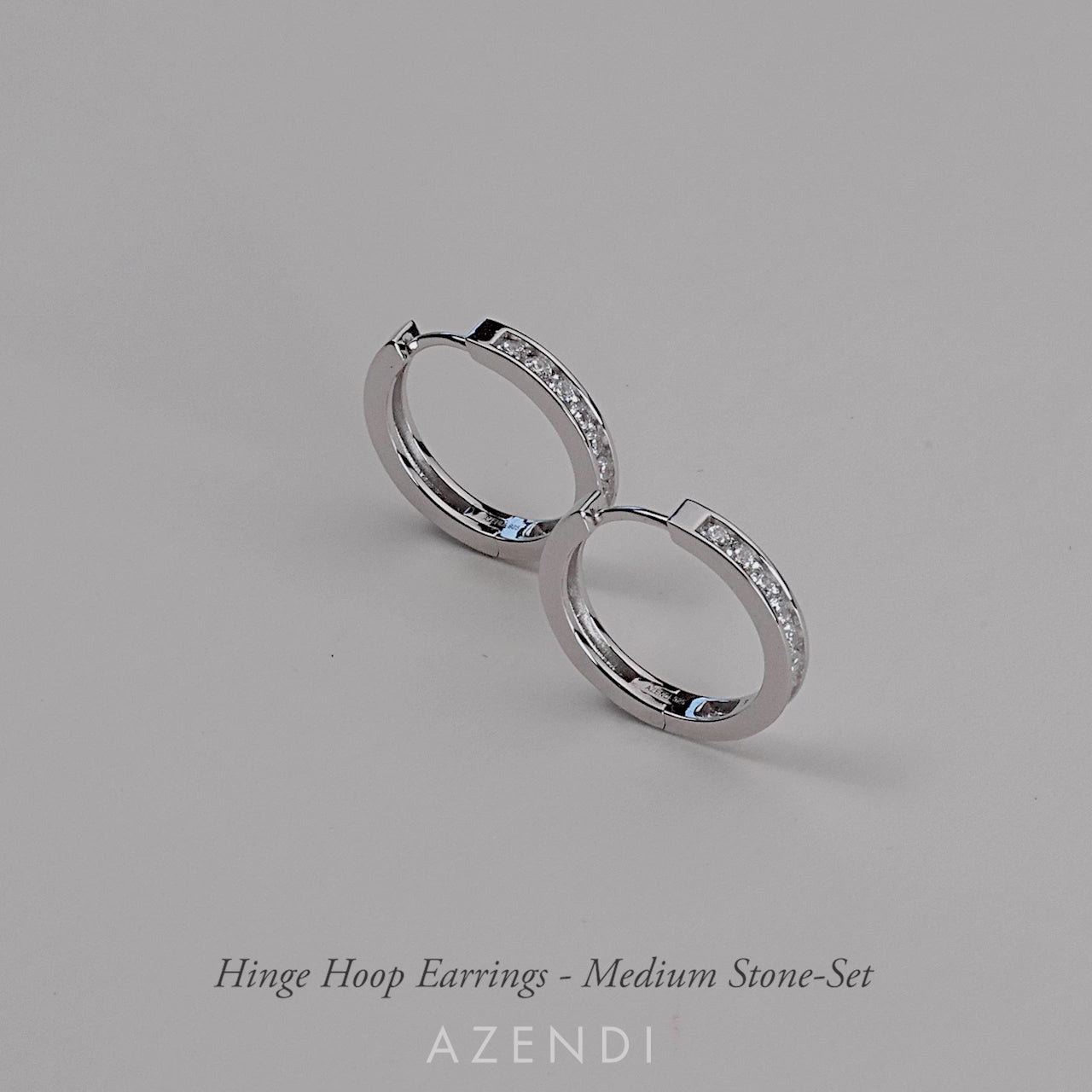 Hinge Hoop Earrings - Medium Stone-Set