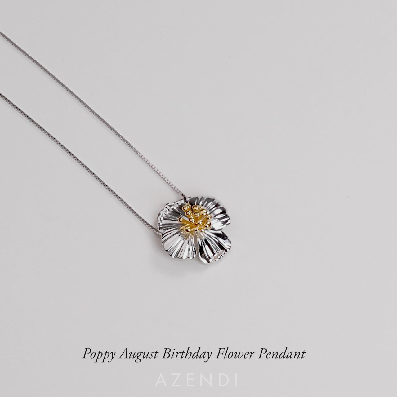 Poppy August Birthday Flower Pendant