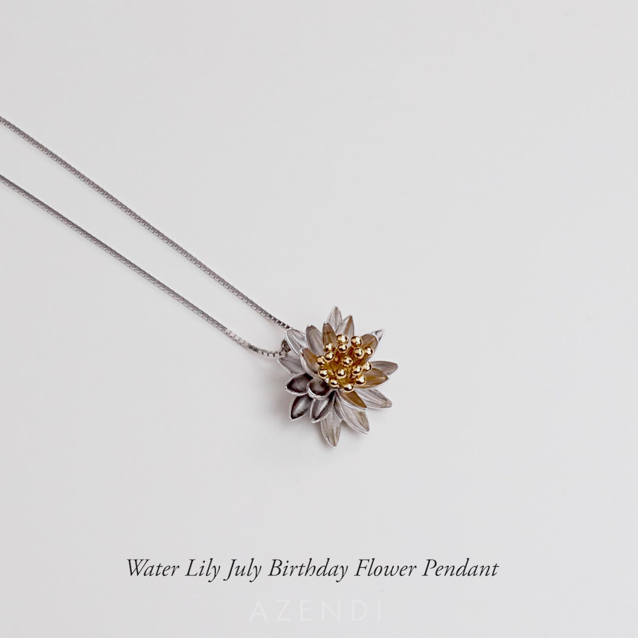 Water Lily July Birthday Flower Pendant