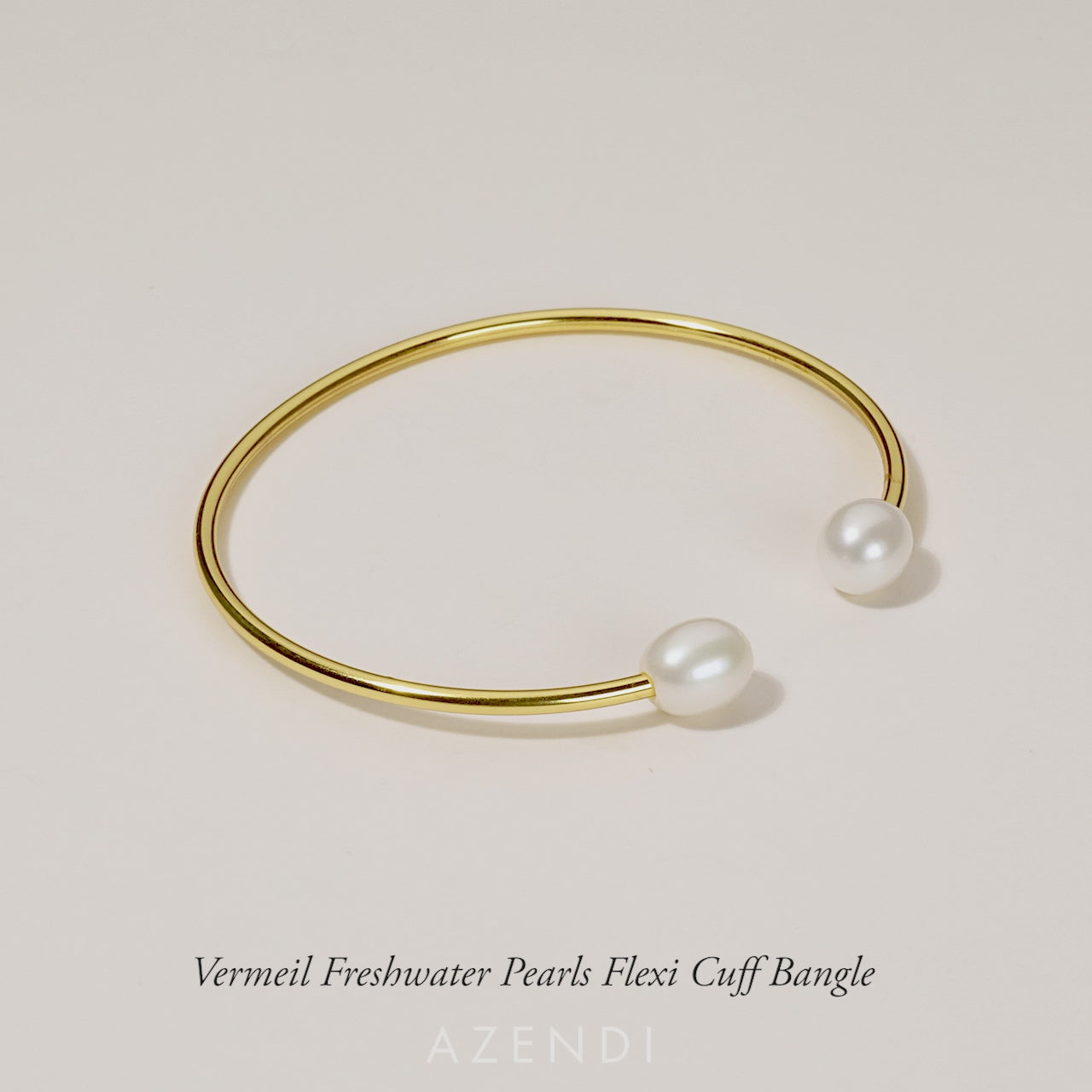 Gold Vermeil Freshwater Pearls Flexi Cuff Bangle