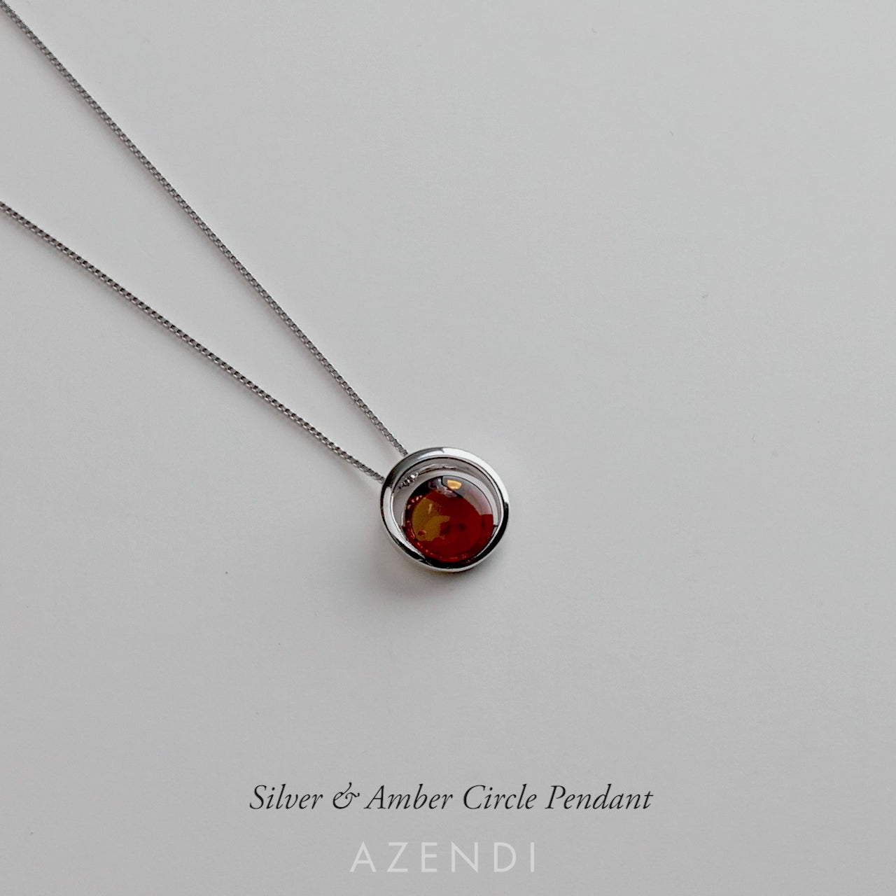 Silver & Amber Circle Pendant