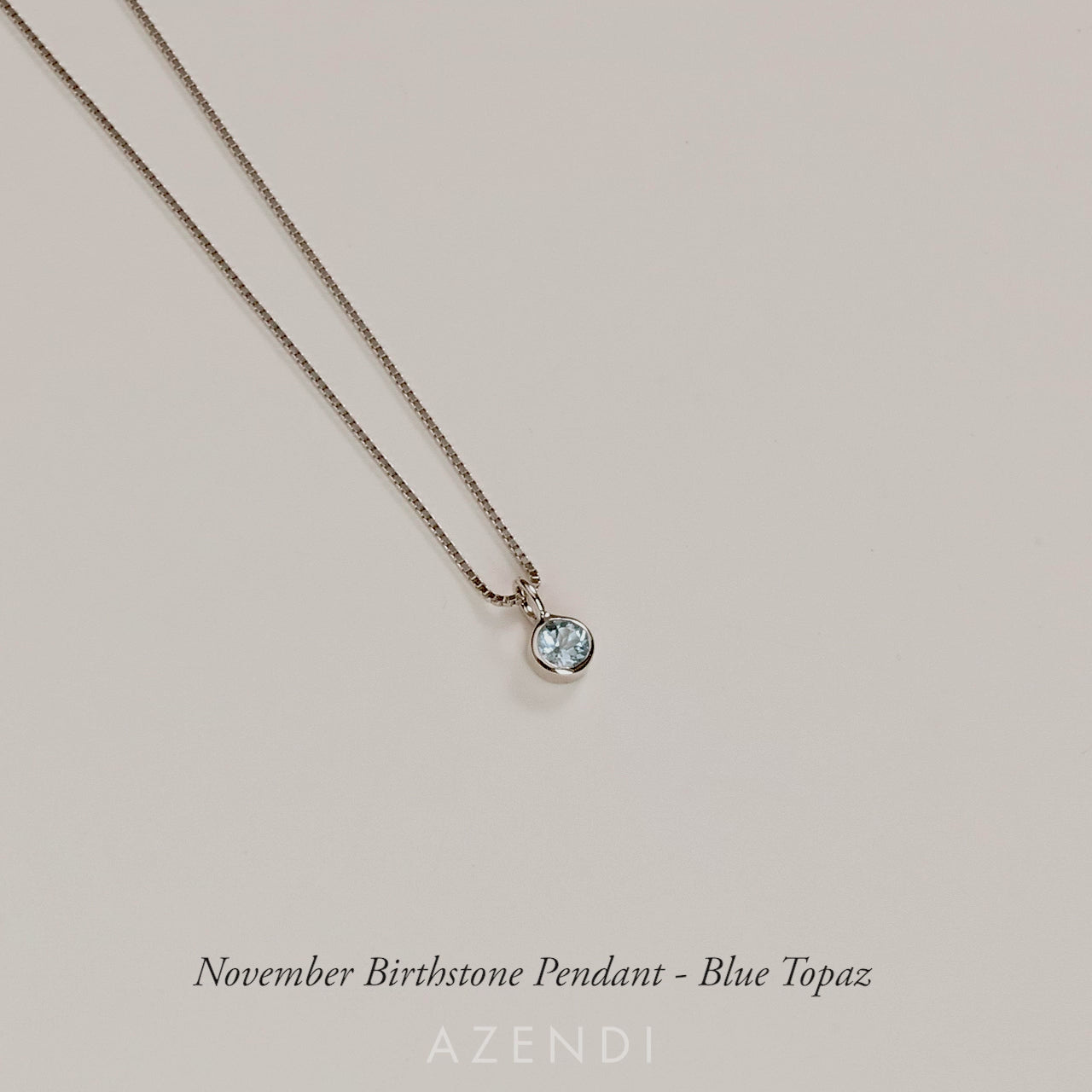 November Birthstone Pendant - Blue Topaz