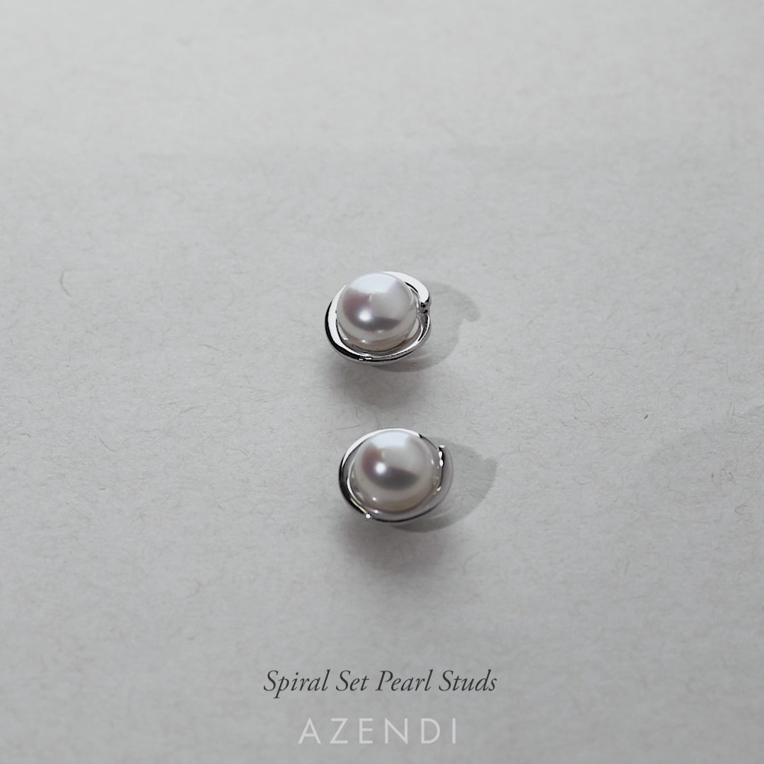 Spiral Set Pearl Studs
