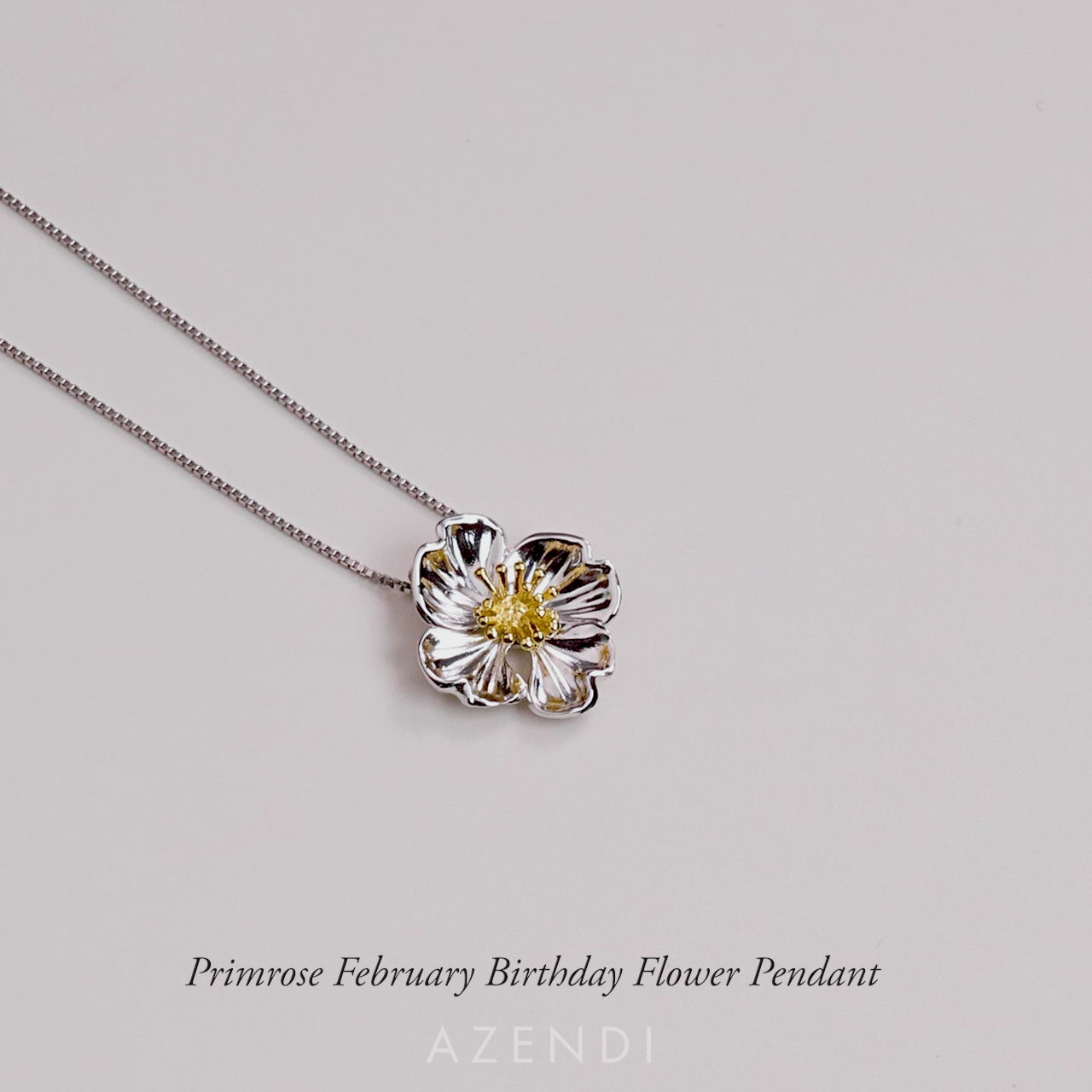 Primrose February Birthday Flower Pendant