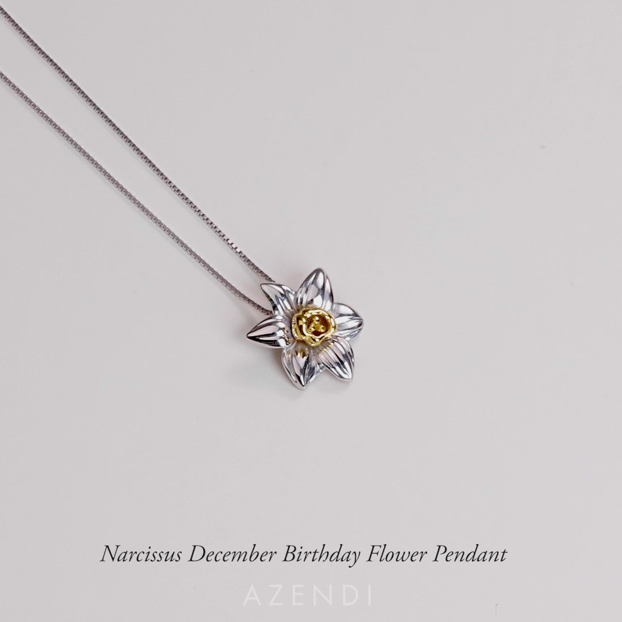 Narcissus December Birthday Flower Pendant