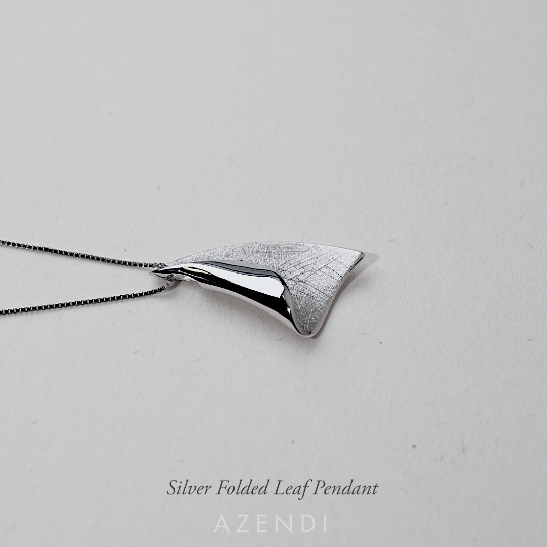 Silver Folded Leaf Pendant