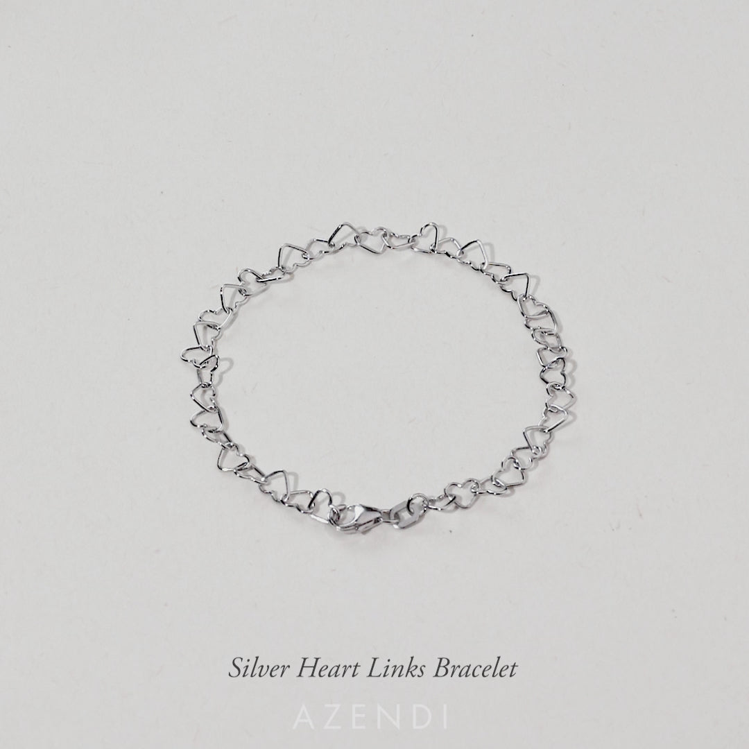 Silver Miniature Heart Links Bracelet