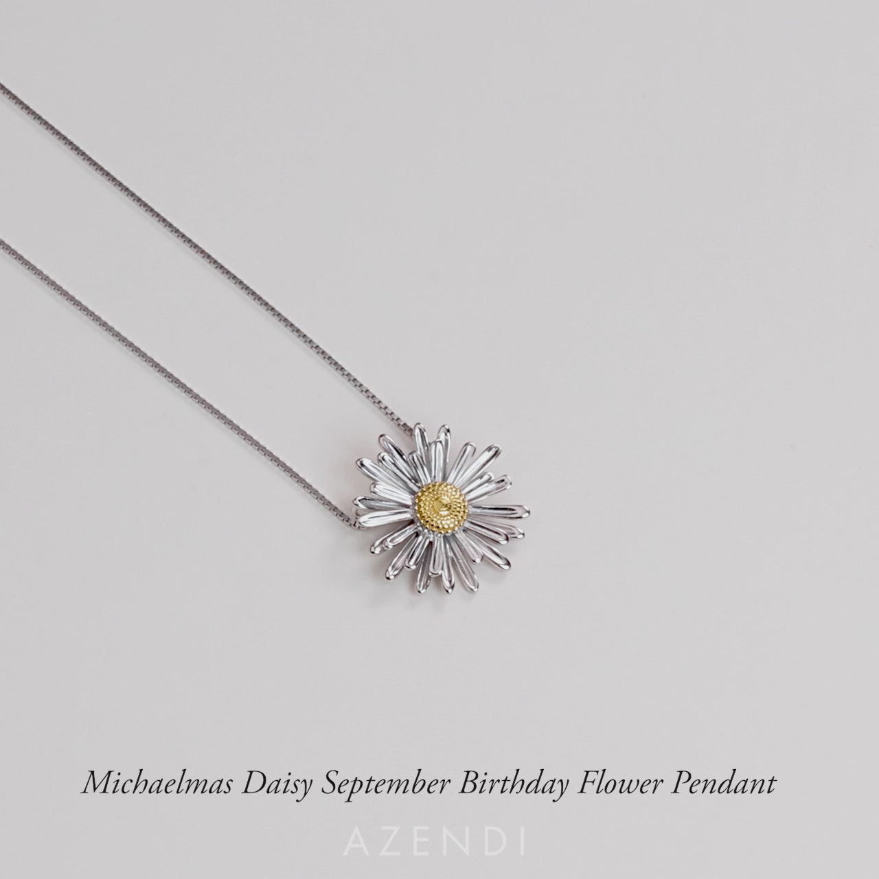 Michaelmas Daisy September Birthday Flower Pendant
