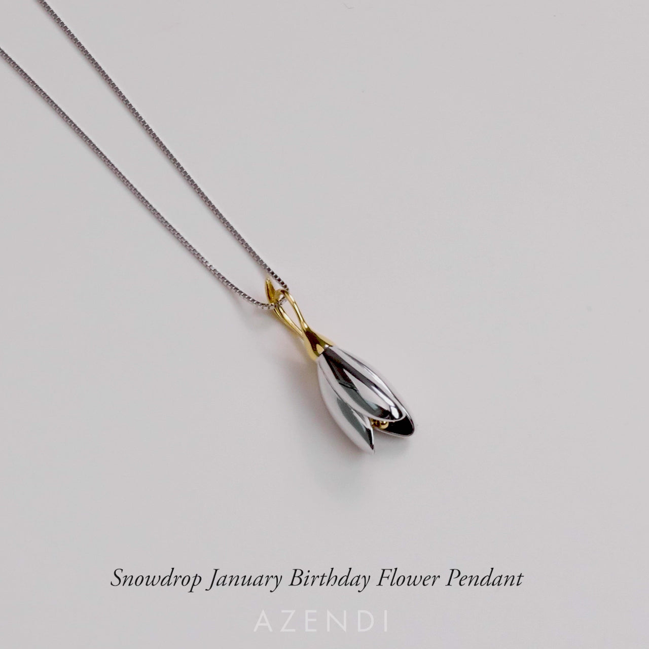 Snowdrop January Birthday Flower Pendant