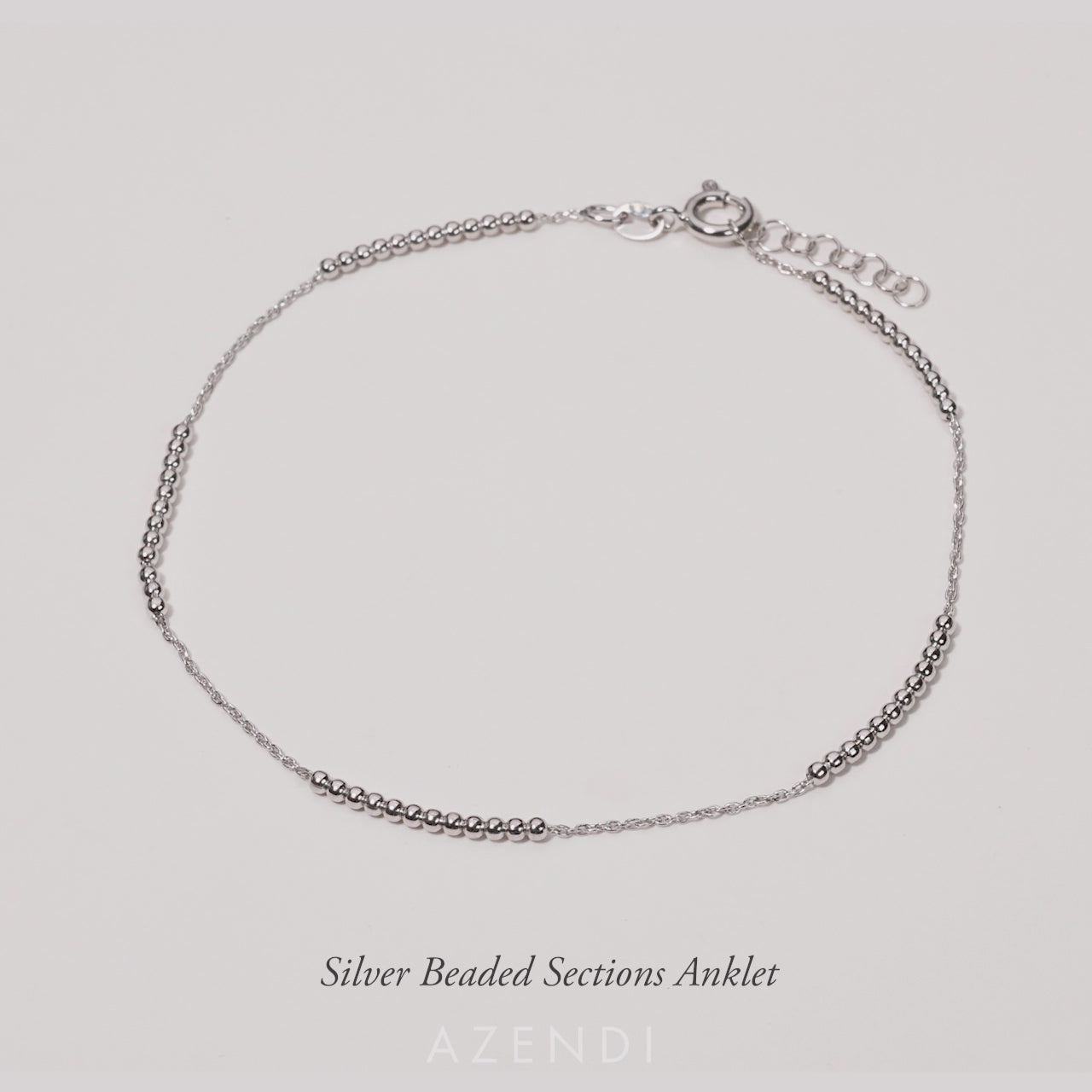 Silver Beaded Sections Anklet
